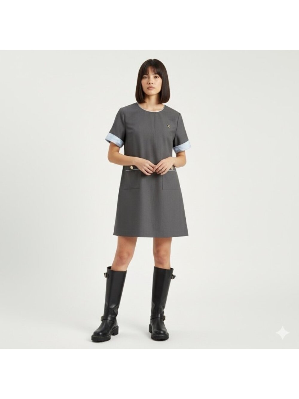 Saint Laurent Gray Short Sleeved Mini Dress Tunic Top - 6/S, made in Italy 🇮🇹